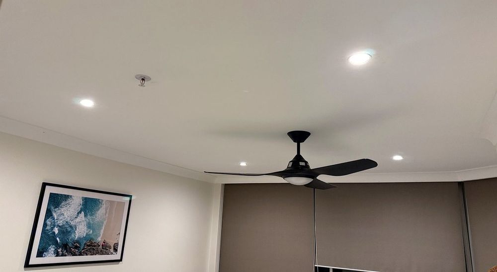 Ceiling fan and downlight installation in Surfers Paradise